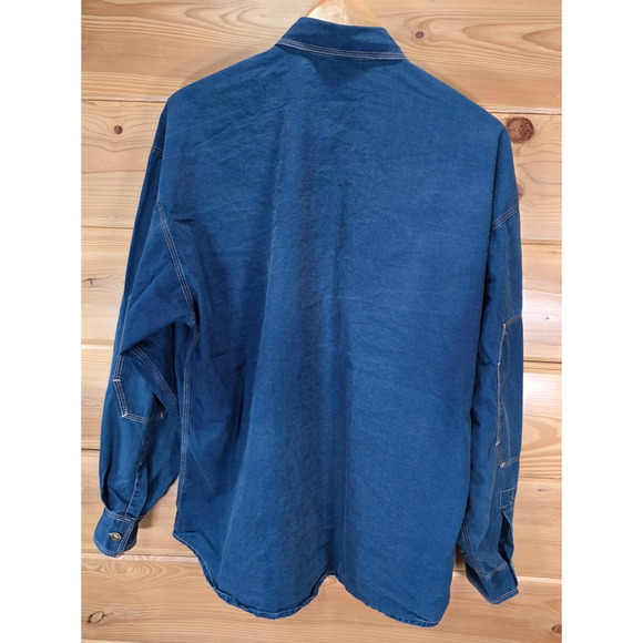 VTG 90s Versace Jeans Couture Medusa Button Down Shirt Chambray Men Large - Picture 3 of 13